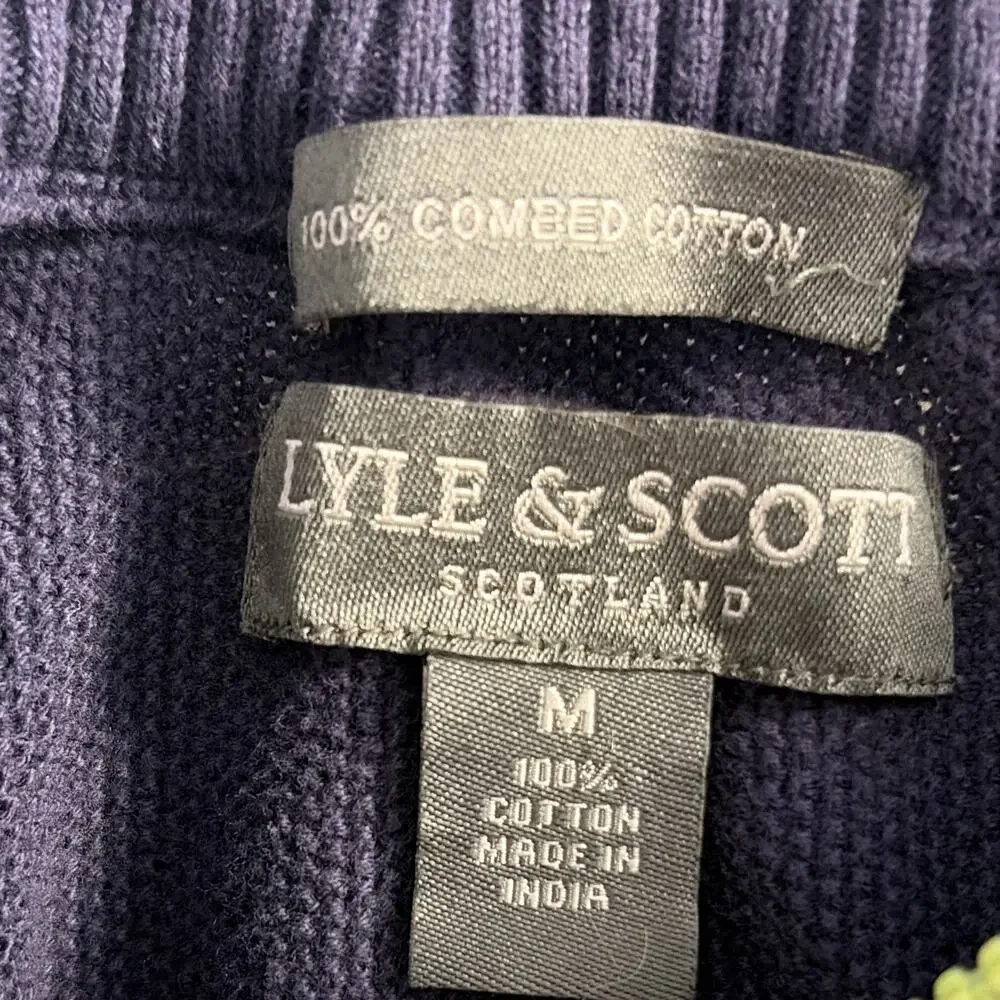 Lyle & Scott Navy Cotton Knit 1/4 Zip Mock Neck Sweater Vest Men's M
